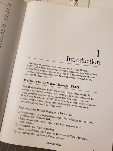 Vintage 1980's Dow Jones Market Manager Plus Software 5.25