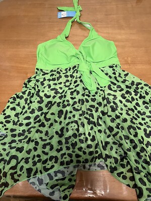 Swimwear Size M Green Leopard