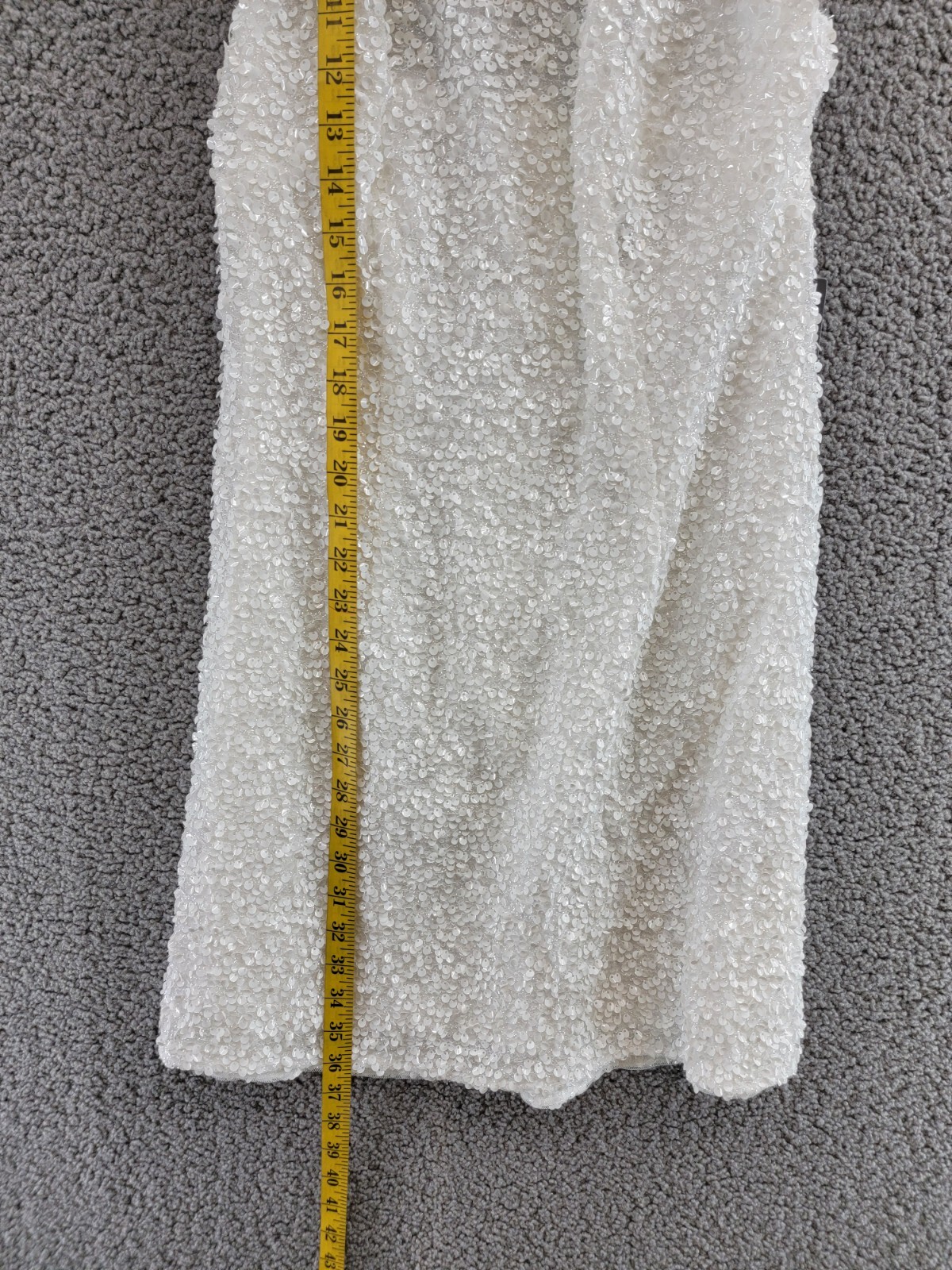 Liv Foster Sequin Halter Mini Dress Women's 8 Ivory Open Back Button Zip Closure - Picture 7 of 19