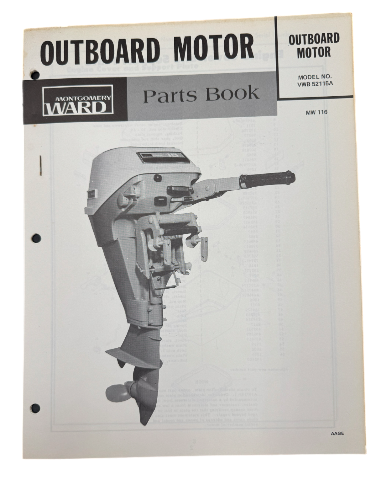 Montgomery Ward Outboard Motor Model VWB-52115A Parts Book  MW 116