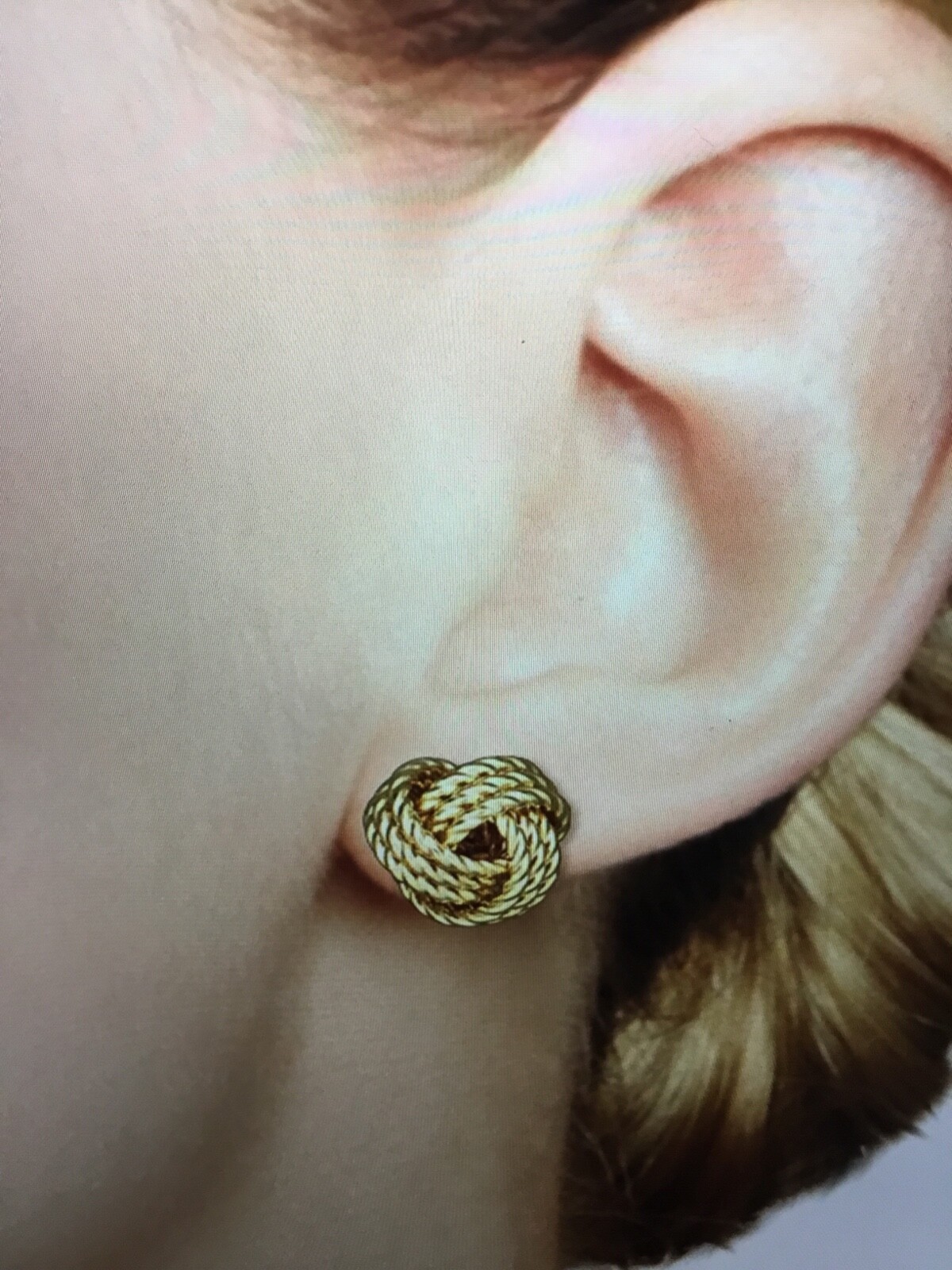 NEW Love Knot Stud Earrings Rope design 14k yellow gold