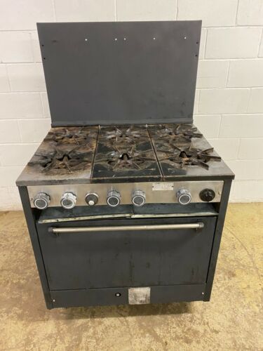 Castle 6 Burner Stove With Oven On Legs Natural Gas Tested