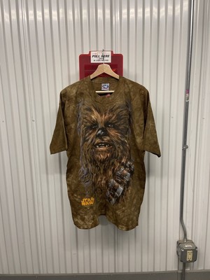 Liquid Blue Shirt Mens Large Brown Tie Dye Chewbacca Star Wars Vtg USA 1997