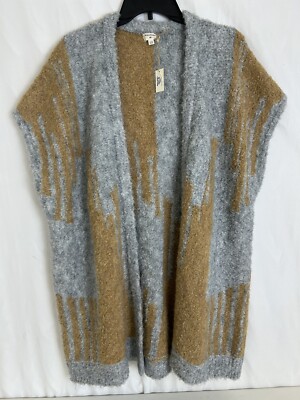 NWT World Market Open Cardigan Sweater Aztec Grey Wool Blend One Size