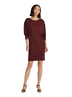 

Женское красное платье-туника RALPH LAUREN с рукавами 3/4 и круглым вырезом выше колена для вечеринок, Красный