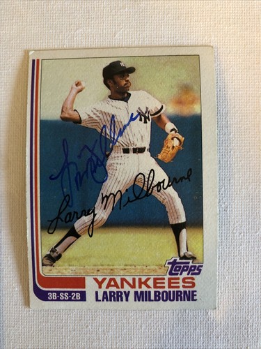 RYAN MARC & McGINLEY ARMITANOポストカード付 LARRY MILBOURNE 1982 TOPPS AUTOGRAPHED SIGNED AUTO BASEBALL