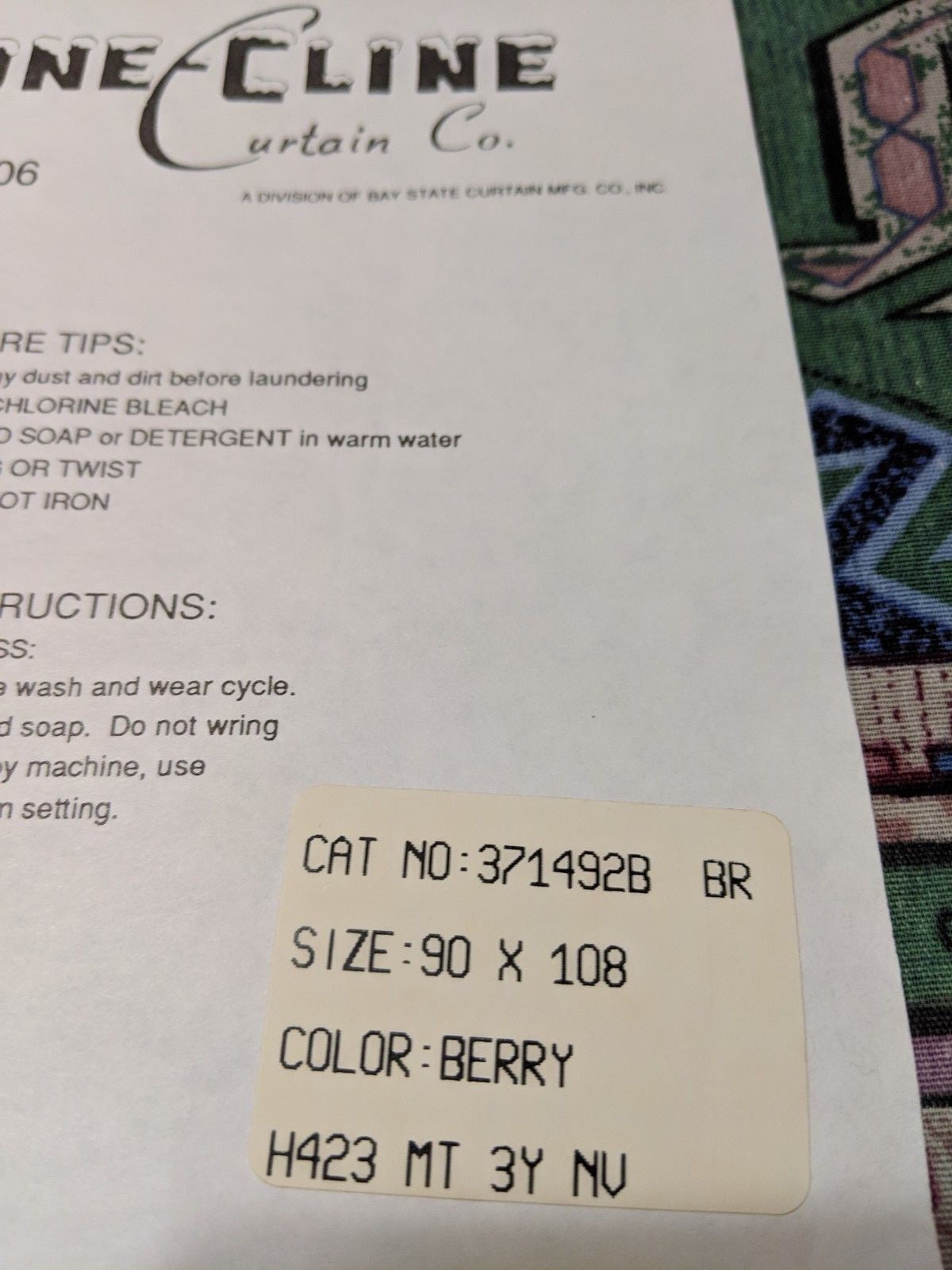 Alpine Brand Stone-Cline Curtain Co. Fabric southwest design 90