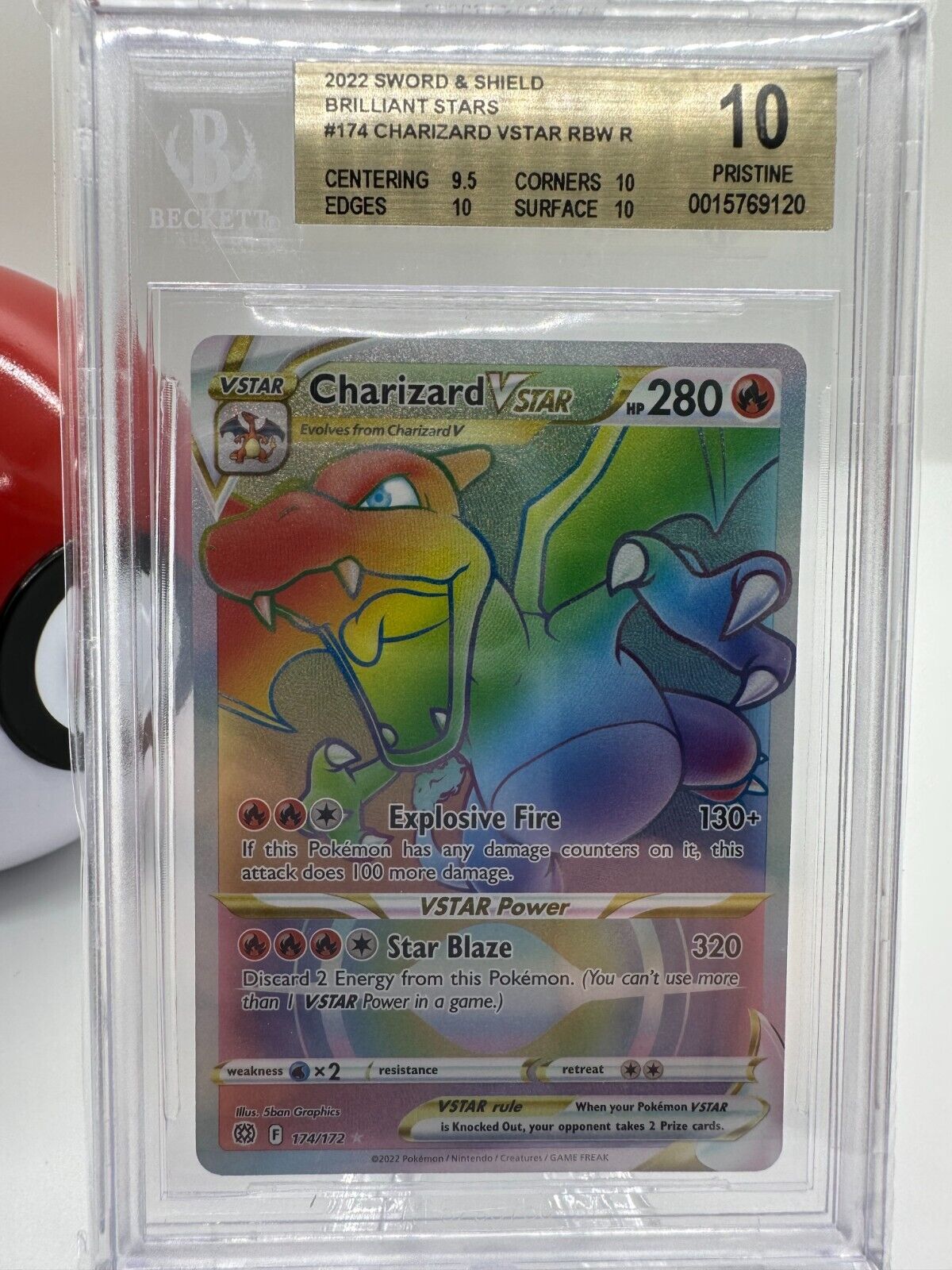 2022 Charizard VSTAR 174/172 Secret Rainbow Rare Brilliant 2022 Charizard VSTAR 174/172 Secret Rainbow Rare Brilliant