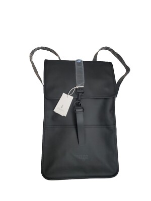 NWT Rains Rolltop 19'' Rucksack Backpack in black Waterproof Laptop *Company Logo