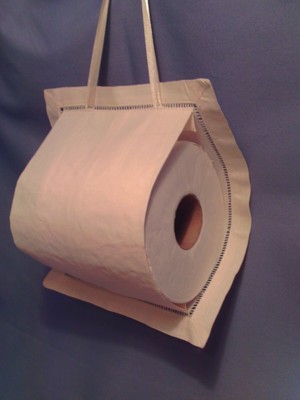 Embroidered Ecru TP Storage Toilet Paper Spare Roll Holder ~ Vintage Style