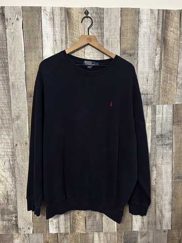 Vintage 90s Polo Ralph Lauren Navy Blue Essential Crewneck