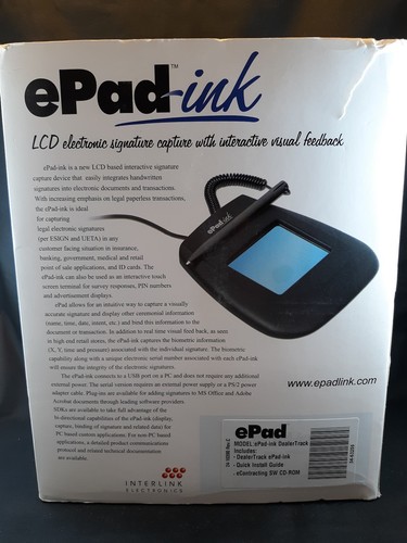 Interlink Electronics ePad-ink USB Signature Pad w/ Stylus 50-74001 New