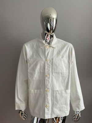 New Huf Men s White Long Sleeve Button Down Jacket Art Collaboration Size M