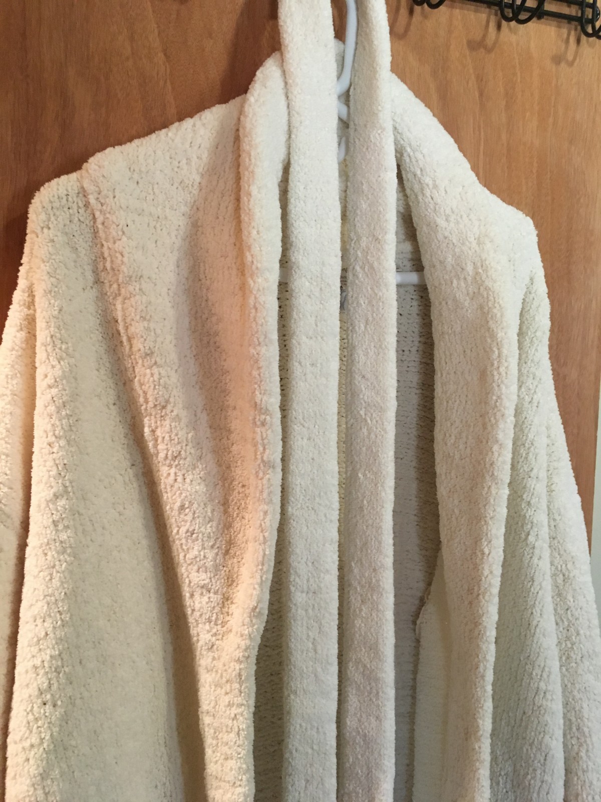 Kashwere Shawl Collared Luxury Spa Robe Ivory Extra Large XL with pockets Unisex