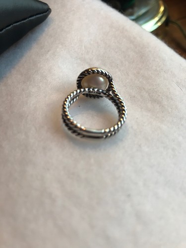 David Yurman Diamond And Pearl Cable Ring Size 6 Preowned