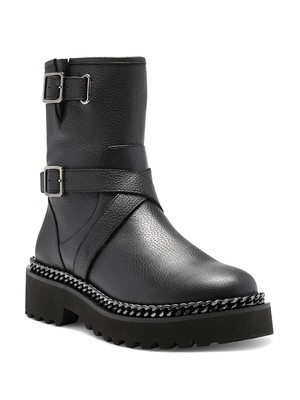

VINCE CAMUTO Женские черные кожаные ботильоны Messtia с цепочкой на платформе 1 дюйм, длина 5,5 м, Черный, VC-MESSTIA