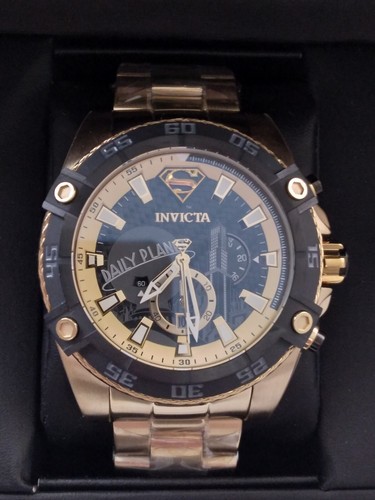 Pre-owned Invicta X Dc Superman Limited Edition Mens Watch Gold/black 52mm 41238