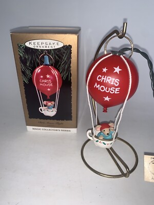 NOS 1993 Hallmark Keepsake MAGIC Ornament Chris Mouse Flight , #9 in Series