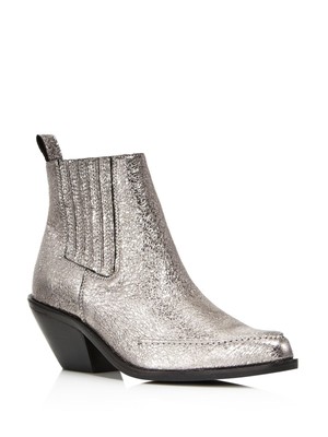 

KENNETH COLE NEW YORK Женские оловянно-серебристые кожаные ботильоны Western-Rory, Серебряный, KLF8057MB
