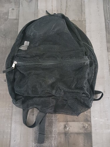 New ! TUG Mesh Backpack Solid Black Beach Bag Inner Zipper