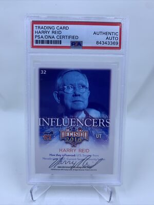 Harry Reid Signed 2016 Leaf Decisions Influencers IP Auto PSA/DNA Nevada Senator