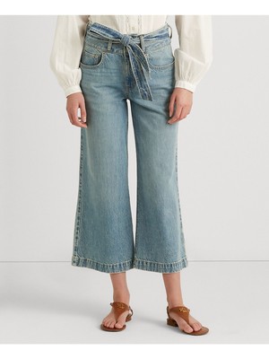 

LAUREN RALPH LAUREN Женские синие укороченные джинсы с широкими штанинами и поясом с высокой талией, Синий, 200871413001