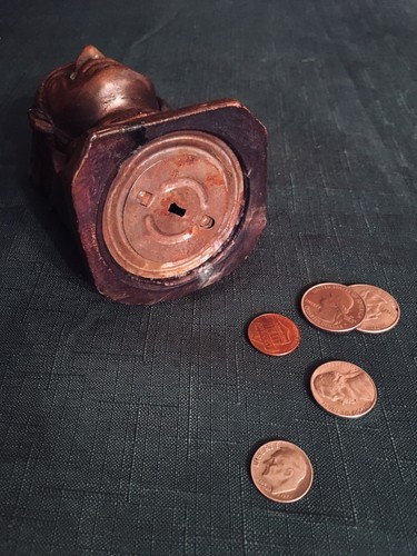 Vintage Indian Head Metal Bank-5x2 1/2x 2 1/2”