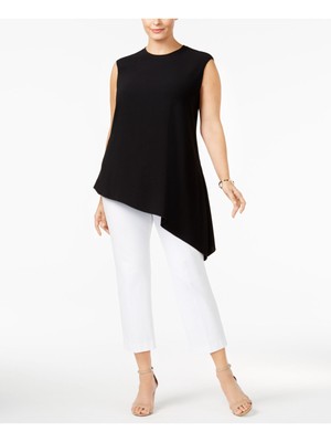 Женская черная кепка ANNE KLEIN с рукавом и украшенным драгоценными камнями вырезом для рабочего топа Плюс 2X