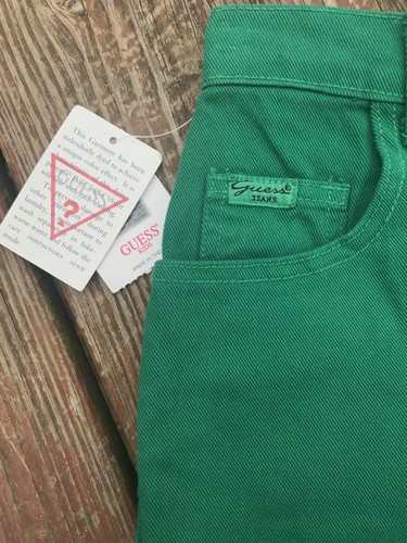 Vintage NWT Kids GUESS Green Denim Shorts Sz 8 MADE IN USA New With Tags