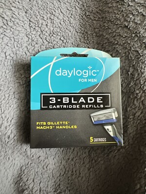 DayLogic 5 Cartridges Fits Gillette Mach3 Razor Refills Handle Mach 3-Blade New