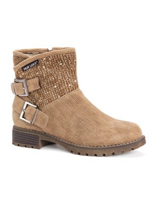 

Женские бежевые ботильоны на блочном каблуке с круглым носком MUK LUKS, Бежевый, 1000001