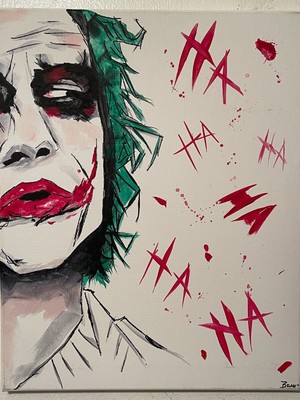 Seasoned Art Heath Ledger The Joker Dark Knight Fan Art canvas portrait handmade