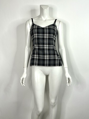 Vtg DOLCE & GABBANA D&G C.AW1999 BLACK GRAY GRUNGE PLAID TOP 42 M