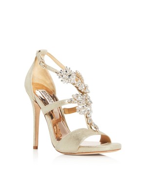 BADGLEY MISCHKA Женские Бежевые Светоотражающие Кожаные Сандалии Leah Ii Toe Stiletto 8