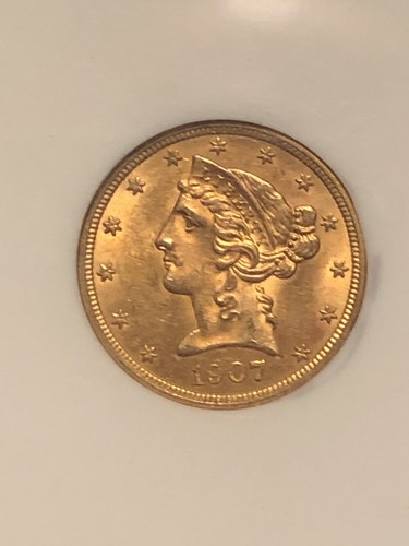 1907-D $5 Liberty Head Gold NGC MS62
