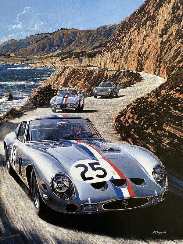 SIGNED 2022 Pebble Beach Concours Tour Poster FERRARI 250