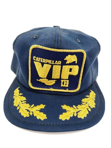 Vintage CAT Caterpillar VIP Captain Patch Hat Snapback Gold