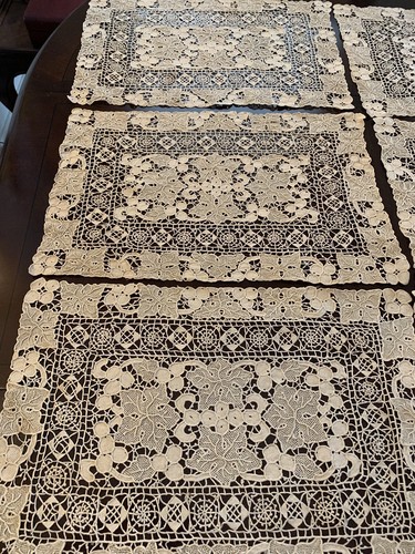 Antique FRENCH LACE CROCHET Placemats 6 +2