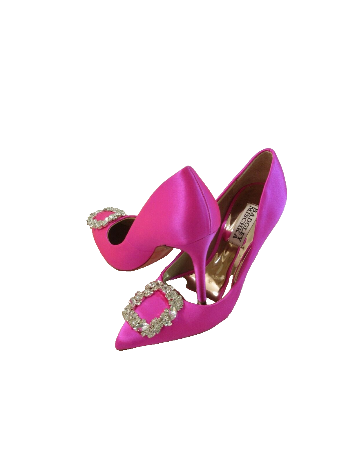 BADGLEY MISCHKA Hot Pink Satin Cher Jeweled Size 5 Pumps BADGLEY MISCHKA Hot Pink Satin Cher Jeweled Size 5 Pumps