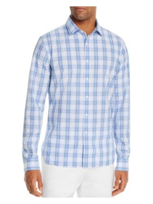 Дизайнерская брендовая мужская повседневная рубашка в светло-голубую клетку на пуговицах XL