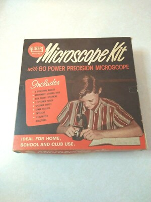 Gilbert No. 13003 Microscope Kit with 60 Power Precision Microscope in box black