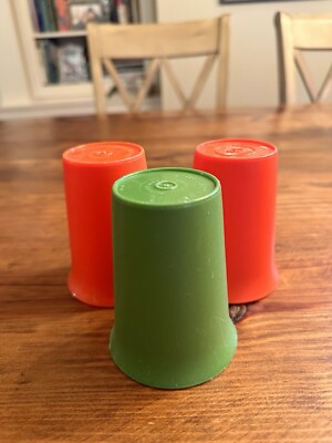 Vintage Tupperware Cups Tumblers Set of 3 Multiple Colors 4  Tall