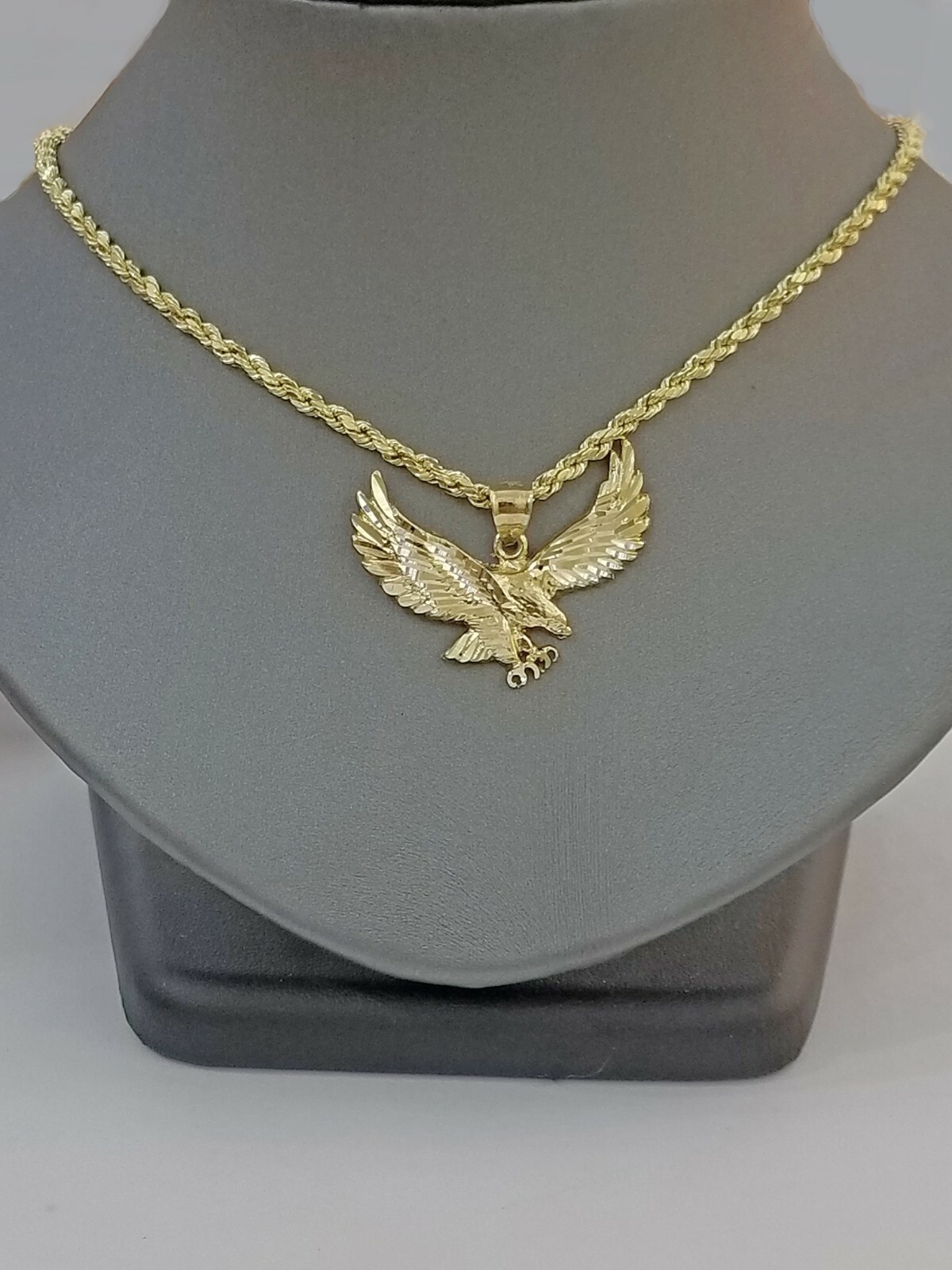 Pre-owned Globalwatches10 10k Gold Eagle Charm Rope Chain 2.5mm 18" 20" 22" 24" 26" 28" Necklace Pendant