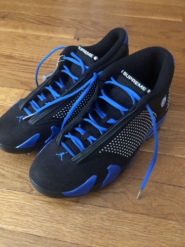 SUPREME X AIR JORDAN 14 RETRO 'BLACK VARSITY ROYAL' - With