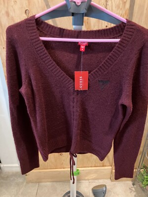 Guess Womens Violetta Ruched Sweater Marmont Red Size Medium New With Tags