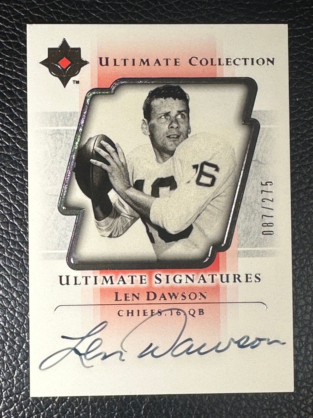 2004 Ultimate Collection Ultimate Signatures Len Dawson 87/275 Auto