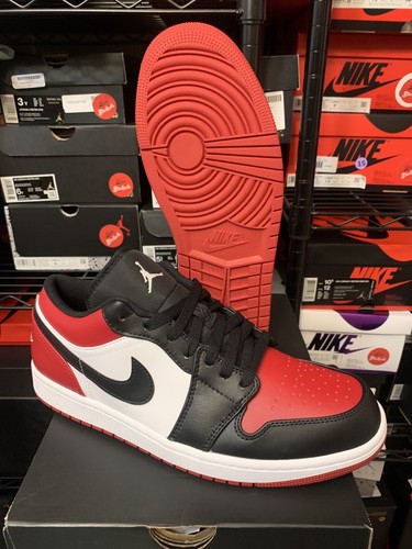 Nike Air Jordan 1 Low Bred Toe Black Red Retro Shoes 553558 Nike Air Jordan 1 Low Bred Toe Black Red Retro Shoes 553558