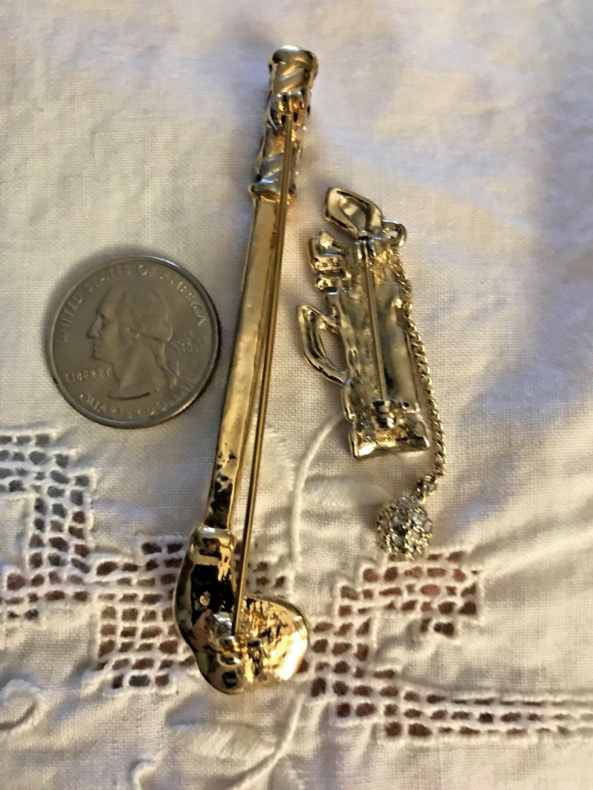 RHINESTONE GOLF CLUB BROOCH PIN JEWELRY LOT
