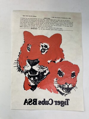 VINTAGE  TIGER CUBS BSA Boy  Scouts T-SHIRT IRON ON TRANSFER Heat Press Logo 82