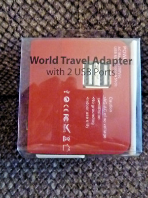 Multi Function World Travel Adapter w/2 USB Ports